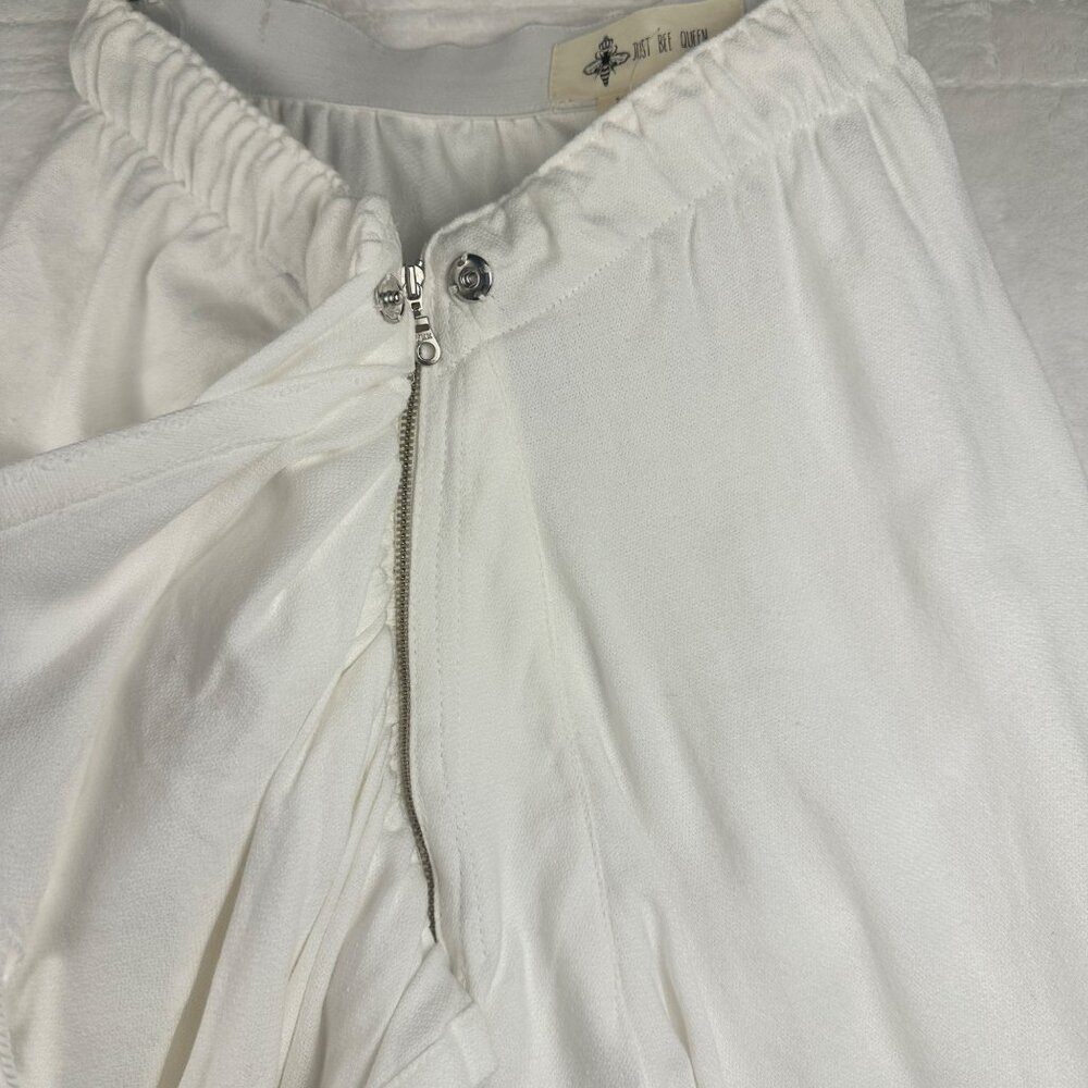 Just Bee Queen Tulum White Madi Ruched Wrap Skirt With Fringe Sz M Boho Resort - Picture 11 of 15